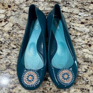 EUC OKA b. Women's Blue Flats with Decorative Toe